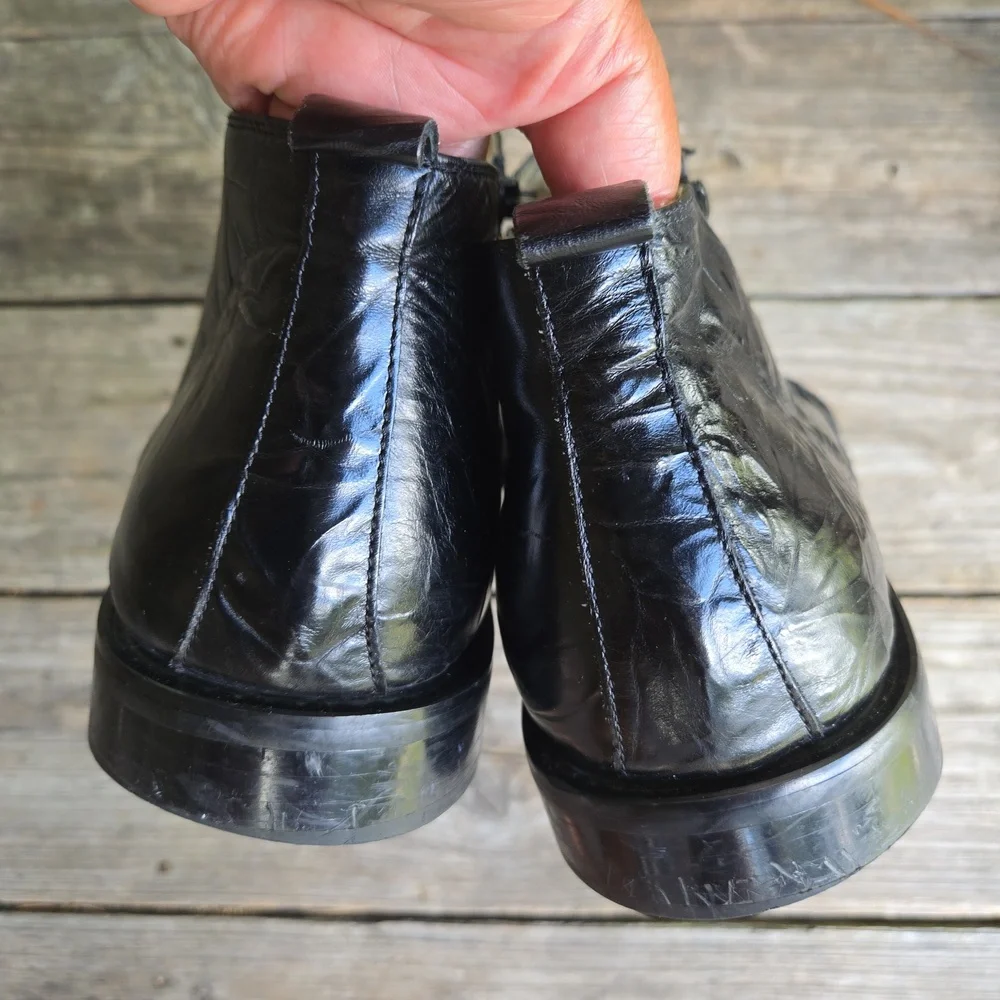 Fratelli Select Black Crinkled Leather Contemporary Chukka Boot Size 13